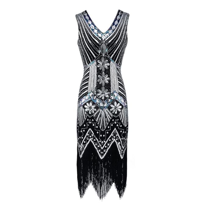 Sequin Art Nouveau Embellished Fringed 