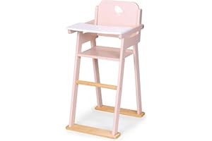 Mentari Baby Doll High Chair - Experience The Joy of Pretend Parenting with a Chic and Robust Baby Doll Furniture Piece - with Functional Fold-Up Table and Natural Wood Accents - Age 3Y and Up