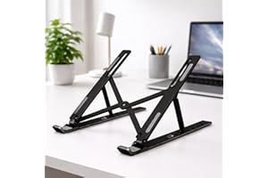 Portable Foldable Laptop Stand for Travel, ABS + Silicone Adjustable Height Laptop Stand Riser for Desk, Ergonomic Pedestal S