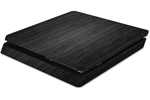 MightySkins Skin Compatible with Sony PS4 Slim Console - Black Wood | Protective, Durable, and Unique Vinyl Decal wrap Cover 