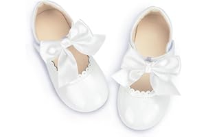 CENCIRILY Toddler Little Girls Flower Dress Shoes Mary Jane Ballet Flats Party School Bowknot Princess Wedding Shoes