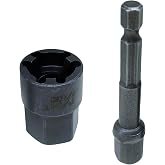 Tamper Proof Tri-Groove Nut Driver Socket, M6, #10 | Fits Trident Screws &amp; Nuts, 3/8" Drive or 3/4" Wrench, With 1/4" Hex Shank Adapter
