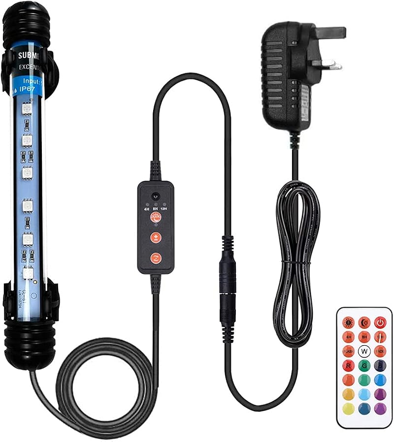 VARMHUS Submersible LED Aquarium Light 13 Colors Remote 12V IP68 RGB 18cm