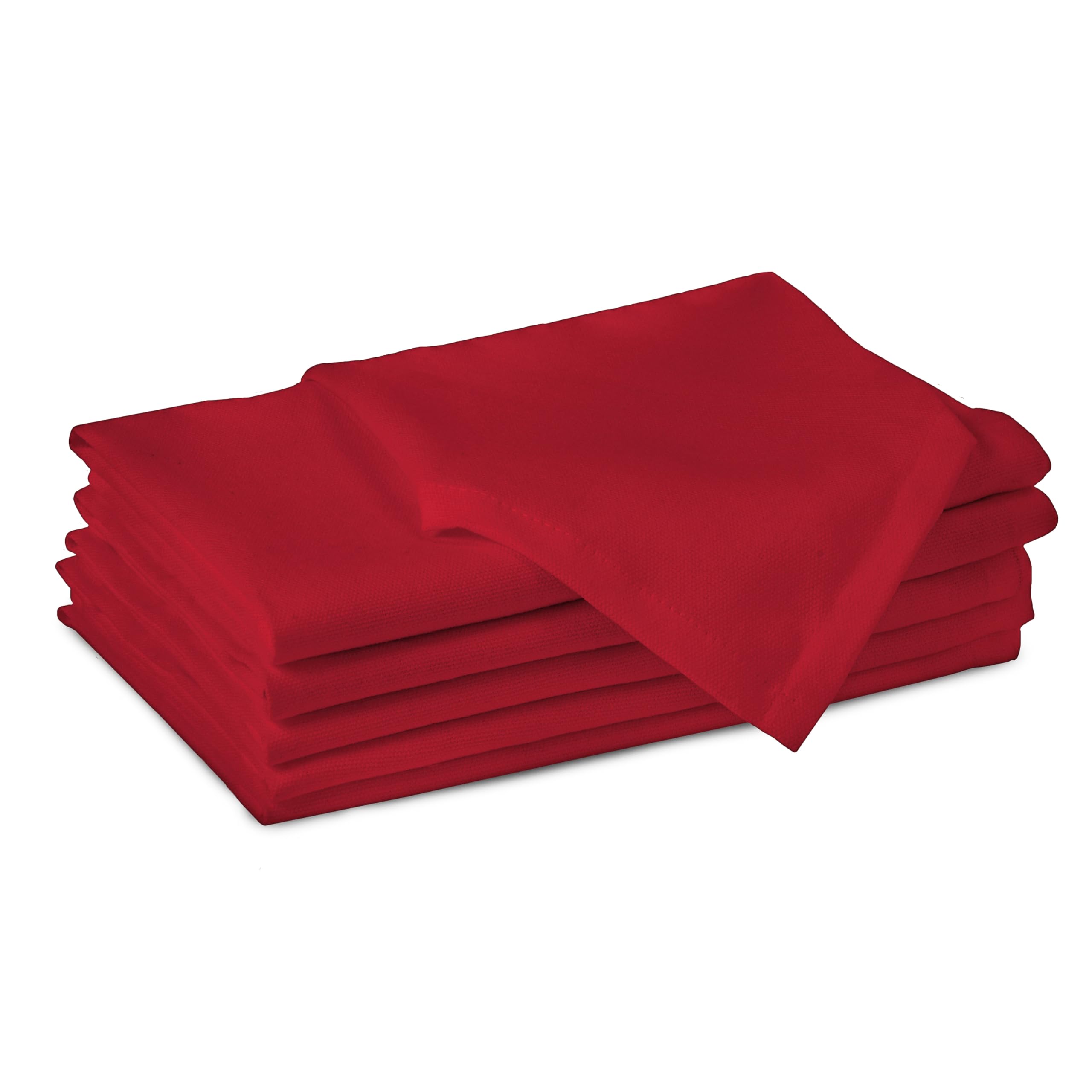 Encasa XO Deep Red Cloth Napkins Set of 6, 17x17 in | Solid Color Cotton Dinner Napkins | Washable & Reusable Wedding Napkins for Holiday Dinners, Party, & Everyday Table Decor