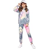 Arshiner Girl's 2 Piece Tie-dye Pullover Hooded Sweatshirt Set Sweatsuits and Sweatpants
