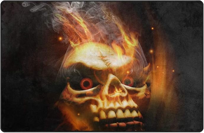 Amazon Com Deziro Fire Smoke Skeleton Skull Floor Mats For Home
