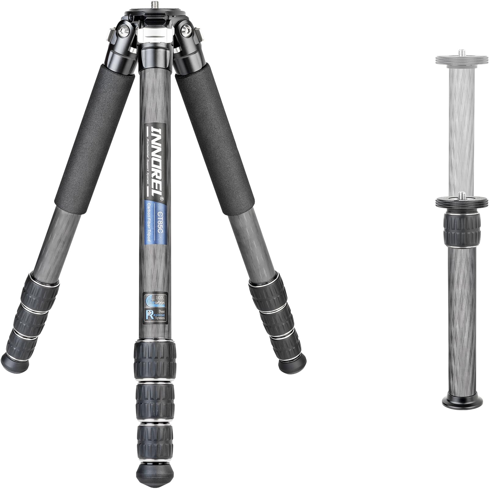 Carbon Fiber Tripod-INNOREL CT85C Professional Compact Portable Travel Tripod Heavy Duty Camera Stand for Digital DSLR Video Camcorder Load 55.1lb/25kg Tube 1.3in/32.5mm with Short Center Column