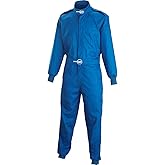 Speedway Motors Blue Single-Layer SFI 3.2A/1 Racing Suit, Fire Retardant Cotton One-Piece Driver Suit with Adjustable Neck and Waist, Size XL