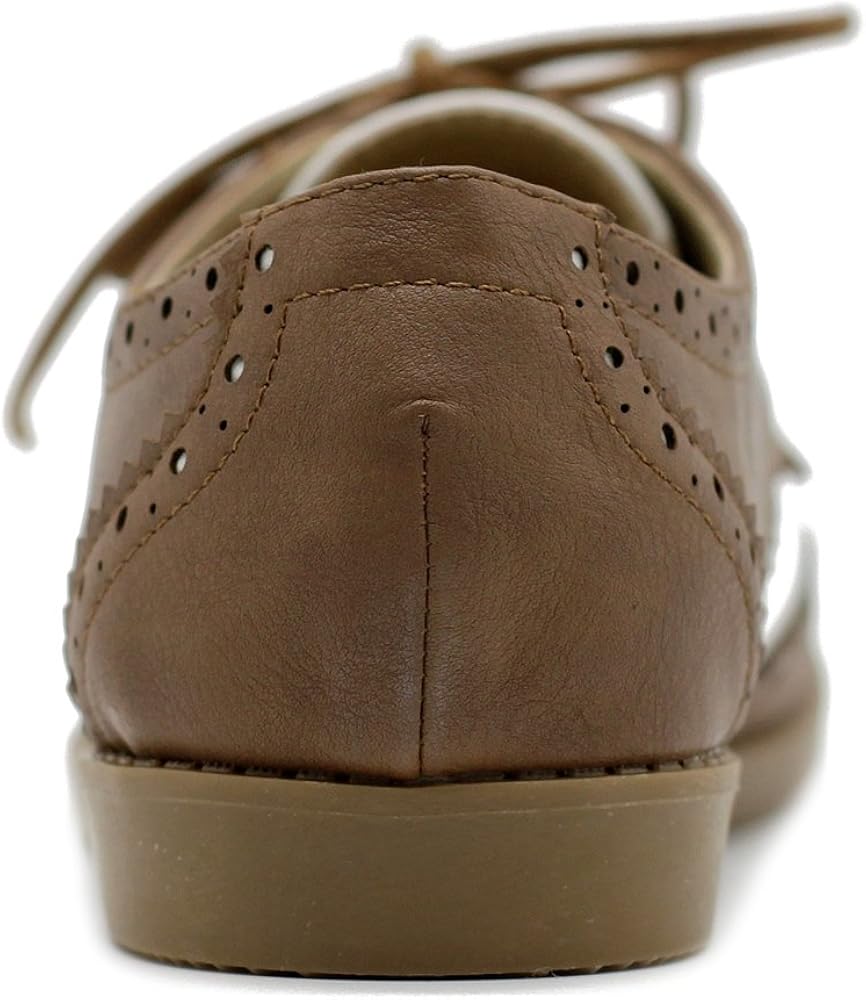  | Ollio Women's Flat Shoe Wingtip Lace Up Two Tone Oxford | Oxfords