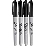 Sharpie Permanent Markers, Fine Point, Black Ink (4-Pack)