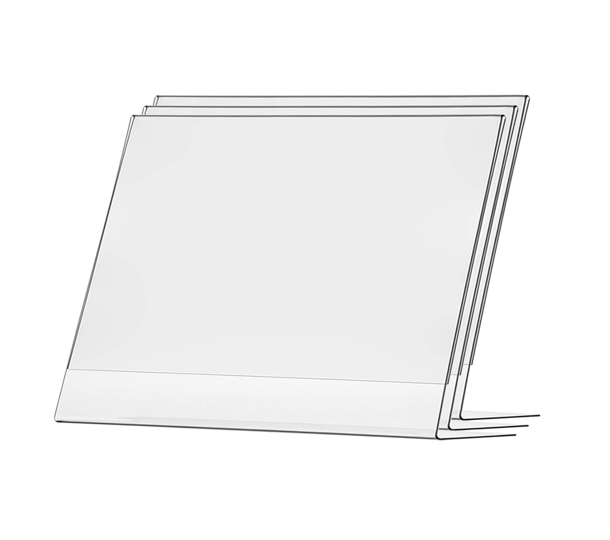 Photo 1 of Marketing Holders 4 Pack Large Sign Holder 14" x 11" Landscape Poster Announcement Table Tent Counter Horizontal Advertisements Flyers Informational Sheet Signage Frames Lucite Frame Slant Back