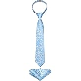 Enlision Ties for Boys Pretied Boys' Neckties Pocket Square Set Adjustable Kids Ties Graduation School Uniforms Necktie
