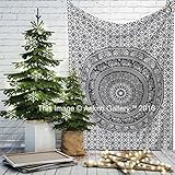 Black and White Twin Tapestry Hippie Wall Hanging Art Decor Single Mandala Tapestry Hippie Dorm 84X55 inches by Aakriti Gallery (Black White) (Kitchen)