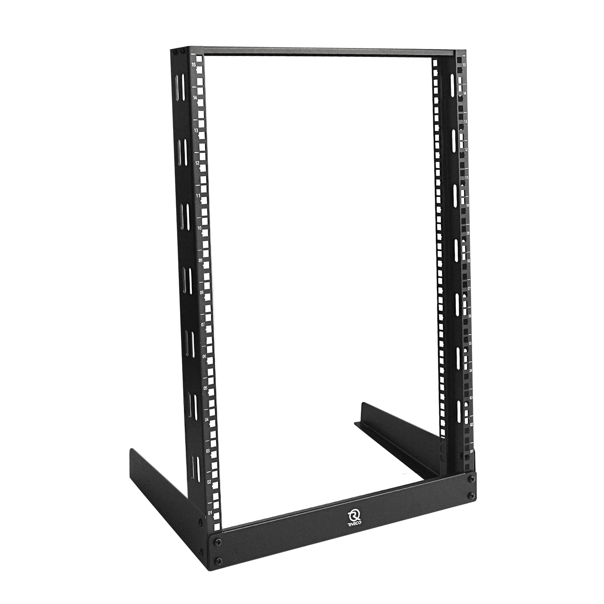 RIVECO Rack Di Rete 15U Con Ruote – Armadio Stereo A Telaio Aperto Con Pannelli Ventilati