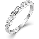 Inpasne Infinity Celtic Knot Ring 925 Sterling Silver Twisted Knot Birthstone Ring Statement Rings for Women Size 5-10