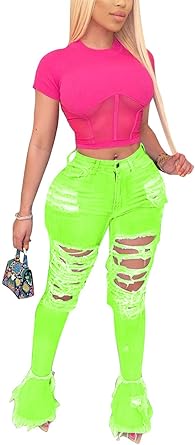 high waisted ripped jeans for girls