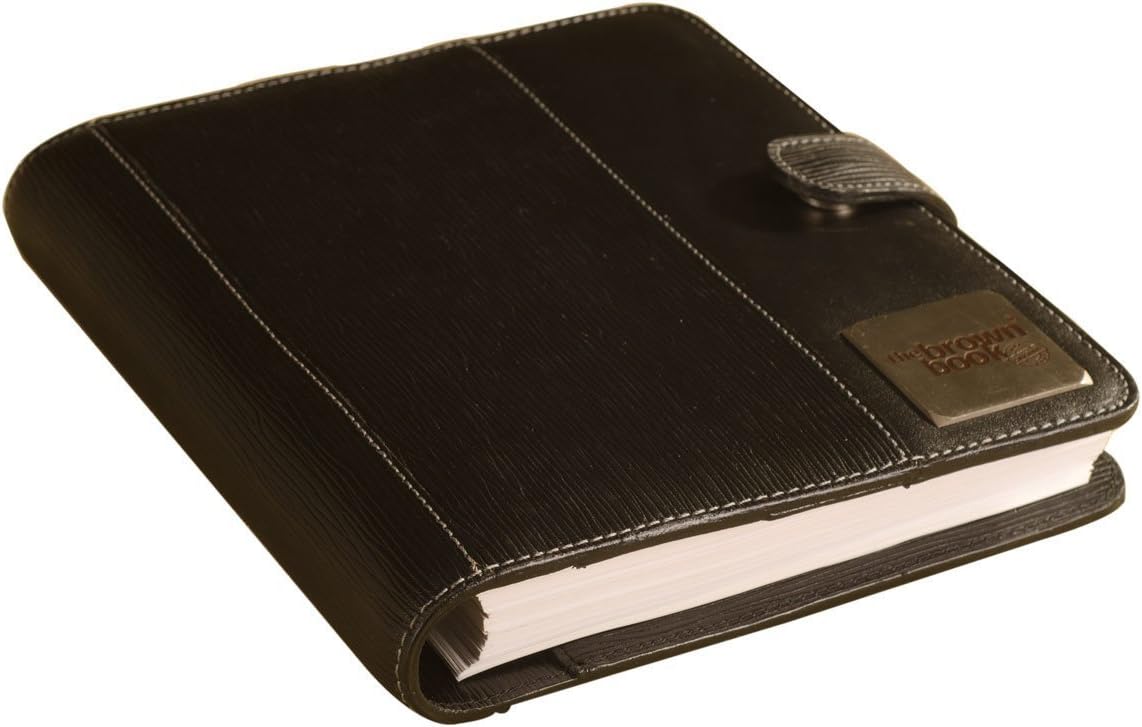 Leather Planner With Undated Page A Day Sheets For Daily Planner, Genuine Leather, Agenda (Desktop Black, 24 x 20 cm)
