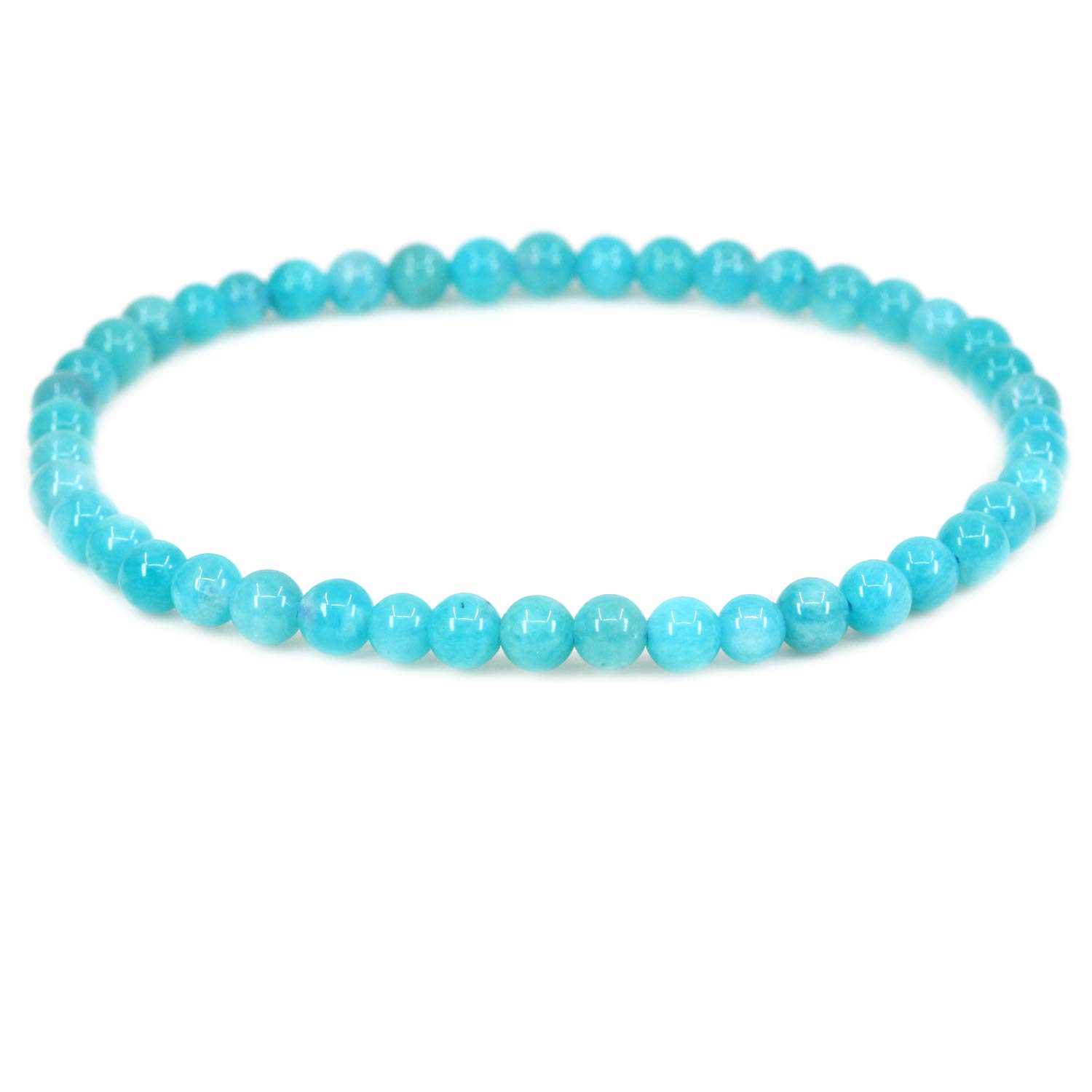 CHENYUE Natural Russia Amazonite 4mm Round Beads Stretch Bracelet 7" Unisex