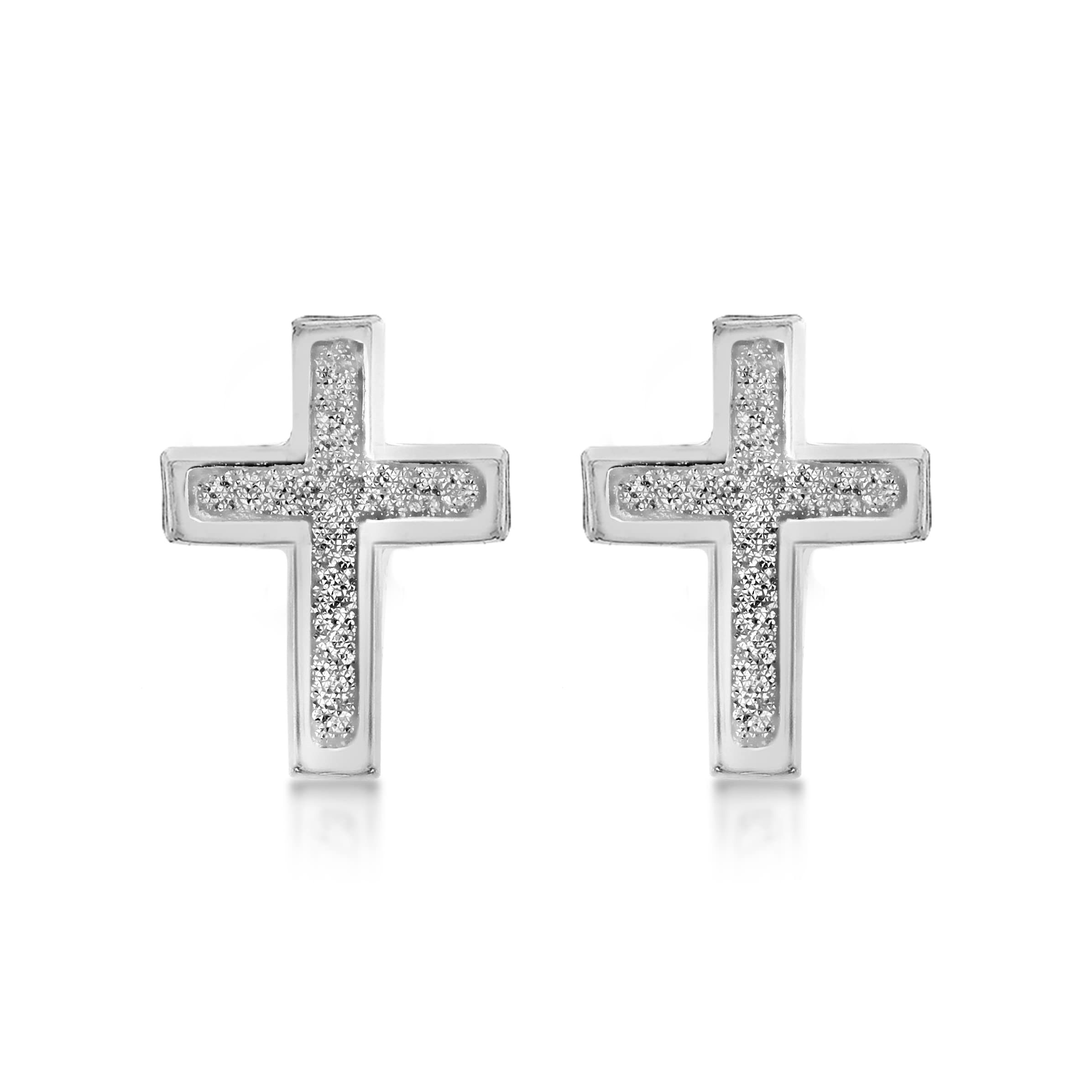 Tuscany Silver Women's Sterling Silver Cross Stardust Earrings