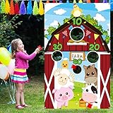 Farm Animal Toss Games with 3 Nylon Bean Bag, Fun Carnival Toss Game, Farm Animals Theme Party Decorations and Supplies