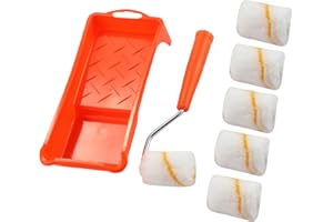 VANSKOOS Paint Roller, 2 Inch Small Fine Finish Paint Roller Kit with Tray - Mini Roller Frame,Microfiber Roller Covers,Mini Acrylic Fiber Trim Brush House Decoration Painting