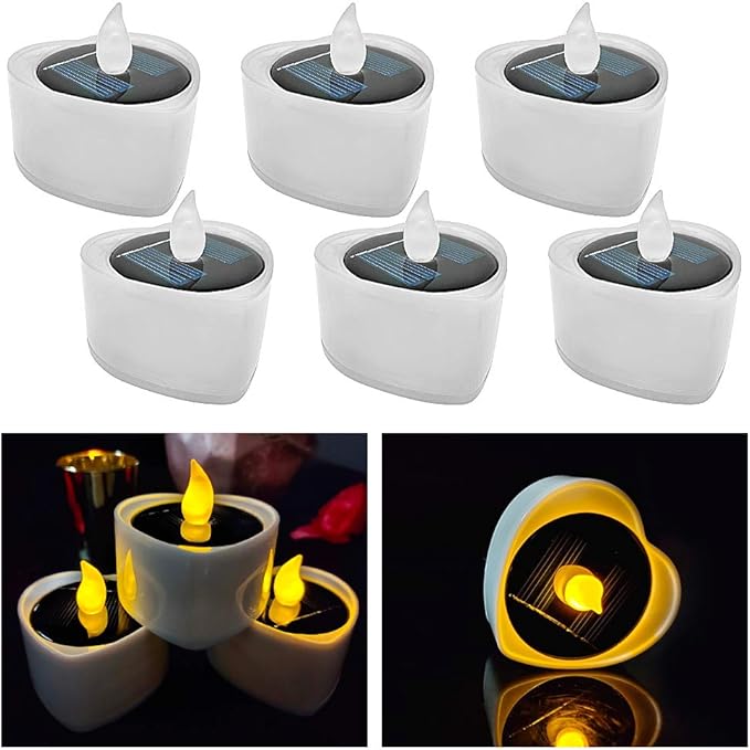 LED Velas, 6 Piezas Velas Solares Interior al Aire Libre Solar