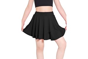Hvididan Girls Tennis Skirts Layered Ruffle Athletic Flowy Skirts with Pocket Skorts for Girls 5-14Y
