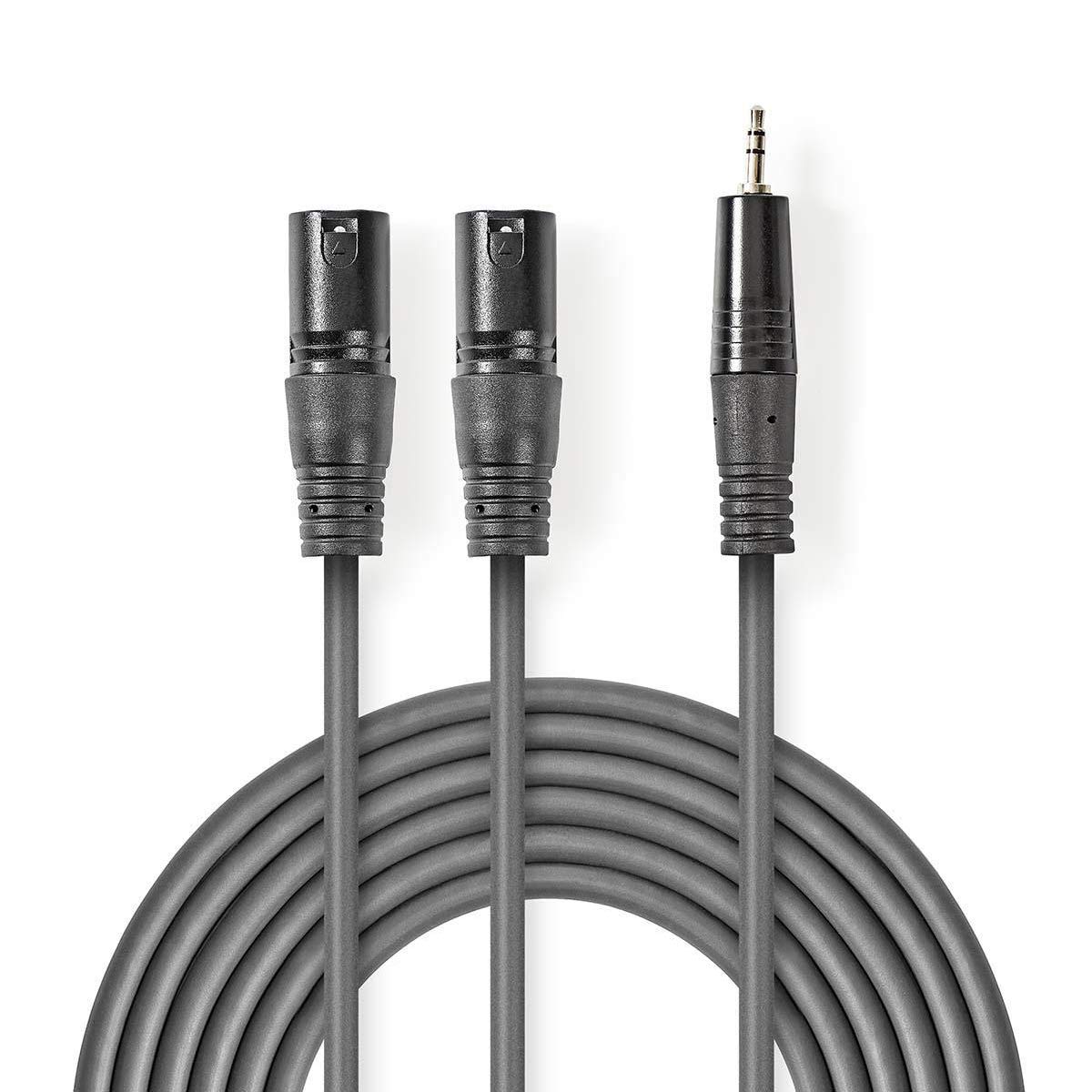 Nedis Balanced Audio Cable XLR to 3.5mm Stereo, Durable Zinc Connectors Flexible PVC Cable - 1.5m