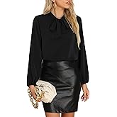 CZYINXIAN Womens Dressy Chiffon Blouse Business Work Casual Tie Neck Shirt Tops