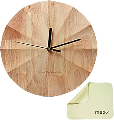 Amazon Co Jp Mstw 壁掛け時計 掛け時計 北欧インテリア デザイン デザイナー ウッド モダン 木製 木目 連続秒針 静音 しずか シンプル 時計 磨きクロス付き ホーム キッチン