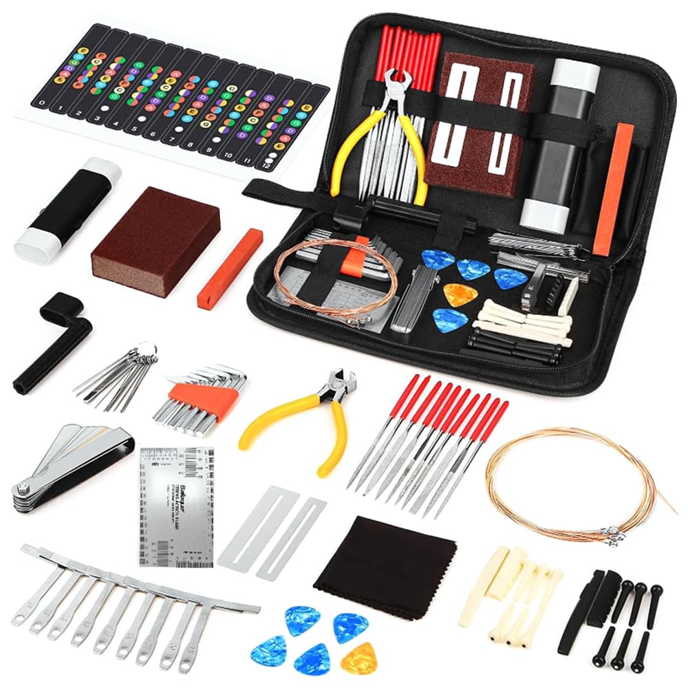 Hsthe Sea 72PCS Guitar Tool Kit Guitar Tool Repairing Maintenance Tool Kit For Electric Guitar Bass For Electric Guitars Basses etc