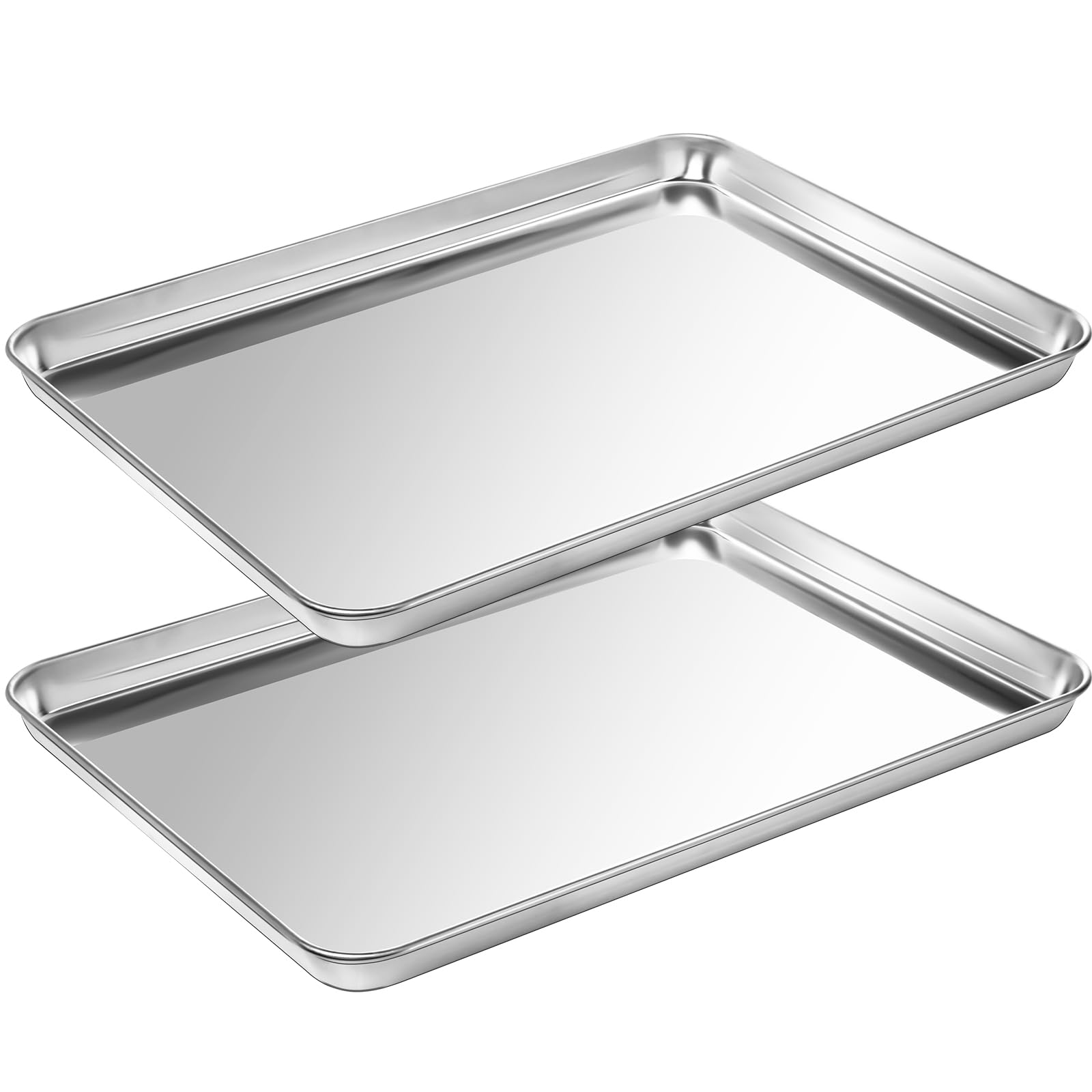Baking Trays for Oven Non Stick Set of 2, Premium Stainless Steel Oven Tray, Durable Cookie Sheets Pan for Baking Cooking Serving - 10 x 8 x 1 inch, Dishwasher Safe and Easy Clean