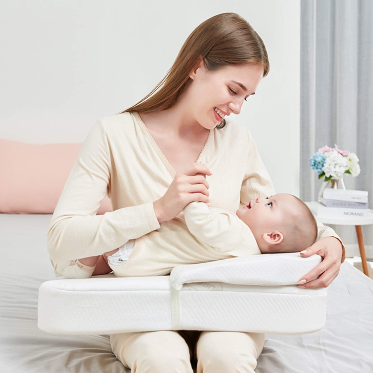 LVLONG Deluxe Nursing Pillow- Comfortable Posture Support Cushion with Removable Double-Deck Breast Feeding Pillowtraveling - No More Sore Muscles- Nursery Bedding Pillow