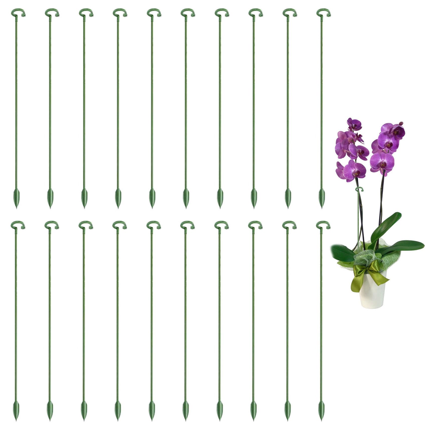 HAFRILY 20Pcs Plant Support Stakes 27cm/10.6in for Plant Supports for Indoor Plants for Roses Orchid Monstera Peony Tomatoes Tulips Fibreglass Plant Stakes