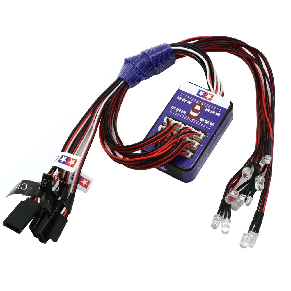 Simulation Flash Light 12 LED Lighting Kit Steering Brake for 1/10 Scale Models RC Car Yokomo Tami-ya HSP HPI AXIAL RC4WD TRX (Blue-12LED)
