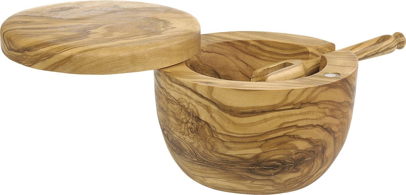 Berard Salt Container Round, Wood Brown, 28 x 28 x 18 cm