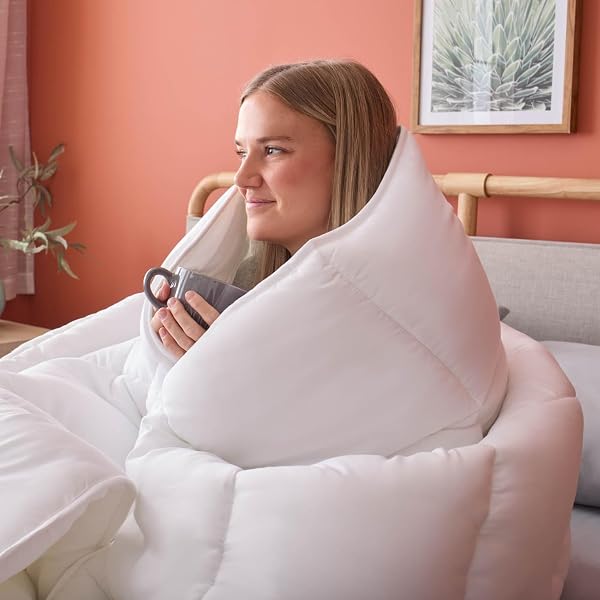 LINENSPA WHITE DOWN ALTERNATIVE COMFORTER AND DUVET INSERT – ALL-SEASON COMFORTER WITH BOX STITCH AND 8 DUVET LOOPS – BEDDING FOR KIDS, TEENS, AND ADULTS – QUEEN
