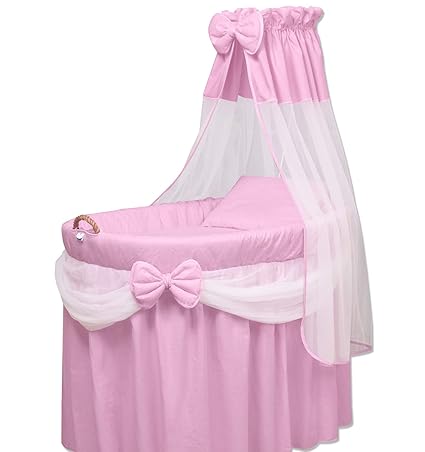 Set 8-teilig mit Matratze von WALDIN für Stubenwagen, XXL, Bollerwagen,komplett Set, 4 Sets wählbar,rosa/weiß