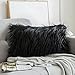 MIULEE Faux Fur Pillow Covers Luxury Fluffy Mongolian Series Style Throw Pillow Case Decorative Fuzzy Cushion Cover for Sofa Bedroom Car, 12x20 Inch Black