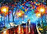 DIY 5D Diamond Painting Kits for Adults and Kids Full Drill Cross Stitch Crystal Rhinestone Embroidery Pictures Arts Craft for Home Wall Decor Gift Walking in The Rain