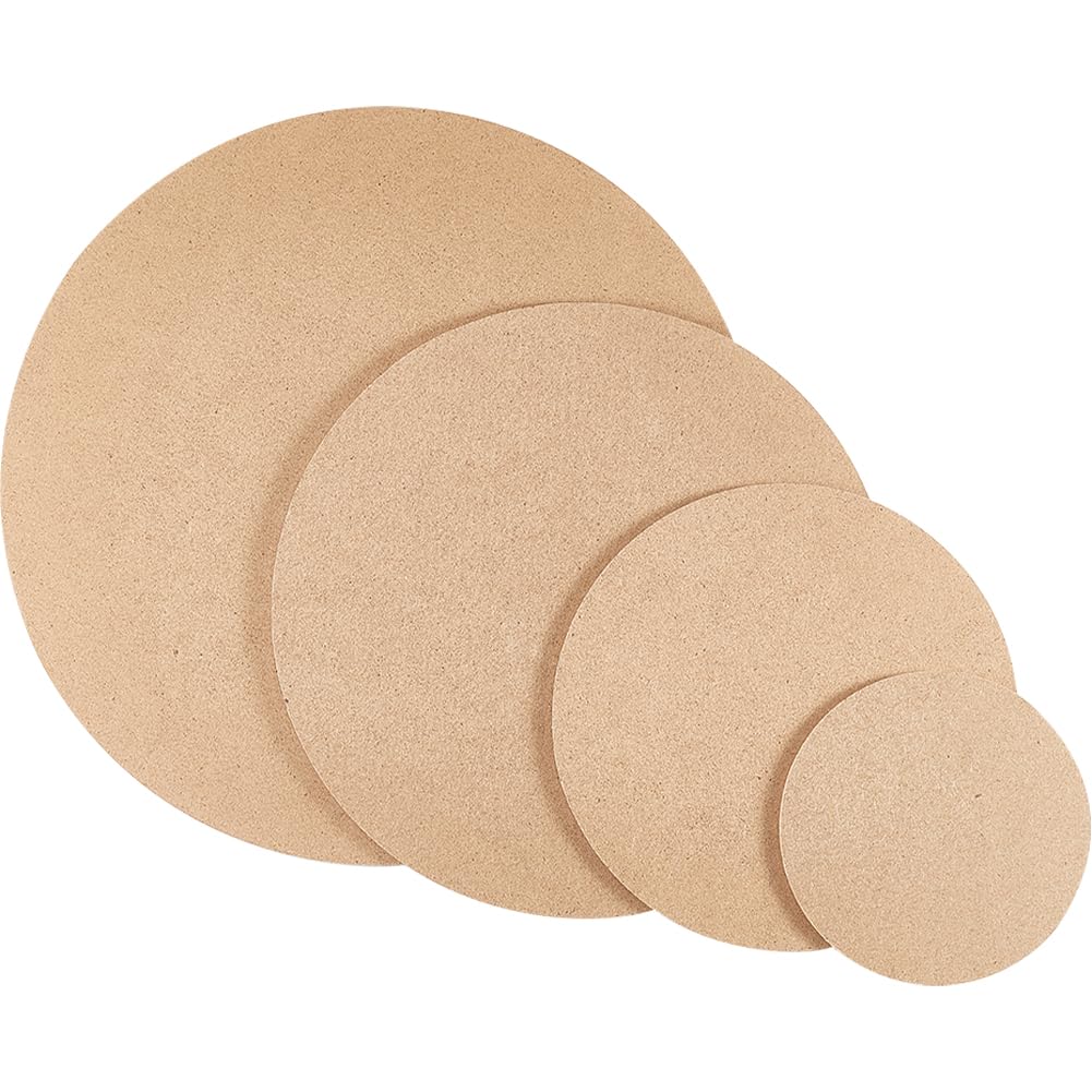 CRASPIRE 4 Sizes MDF Wood Boards for Crafts 3mm Thick Medium Density Fiberboard Round Wooden MDF Board Sheet Chipboard Panels for Clay Drying Photo Frame Laser Engraving Painting