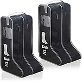 KOVOSCH 2 Pack Portable Boots Storage Bag, Black Shoe Bags for Storage and Travel Dust Proof Travel Shoe Bags for Packing (Large)