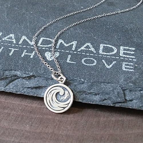 Sterling Silver Tiny Water Wave Charm Pendant Necklace, 20"