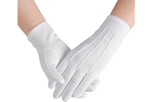 JISEN Men Police Formal Tuxedo Honor Guard Parade Nylon Cotton Non-slip Gloves (White, US One size)