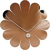 Erimberate Bohemian Pearl Daisy Choker Necklace Enamel Sunflower Pendant Necklace White Pearl Necklace Retro Enamel Daisy Flower Necklace Jewelry for Women Gifts