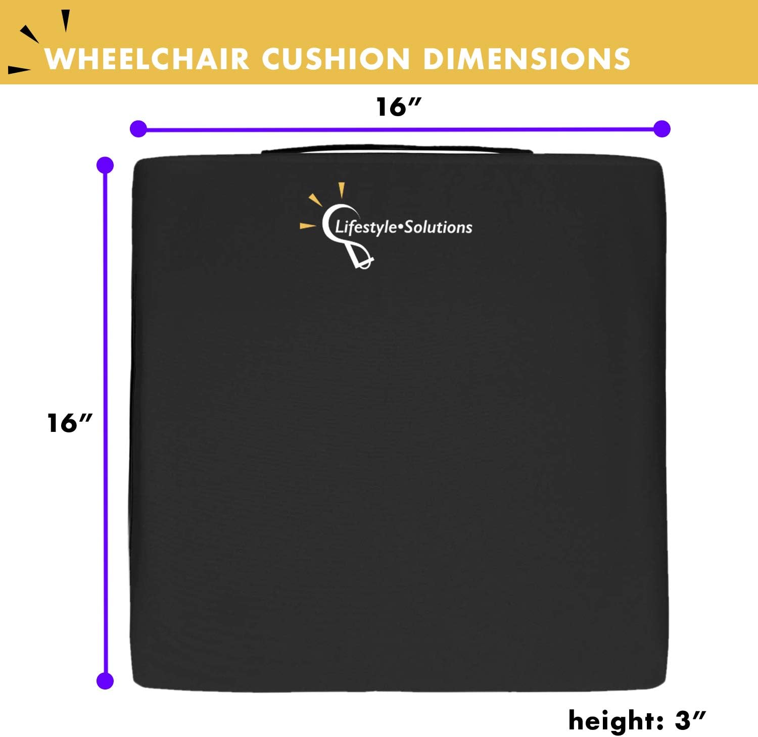 Lifestyle Wheelchair Cushion, Waterproof Orthopedic Gel Seat Pad for Back Support,Coccyx, Sciatica, Pressure Sores and Tailbone Pain Relief (16" X 16" X 3"): Home & Kitchen