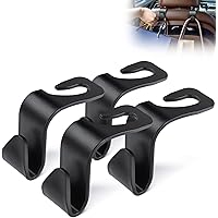HOUSE DAY Car Seat Headrest Hooks, Black Car Purse Hook 4 Pack, Universal Car Hooks for Purses and Bags, Heavy Duty Purse Hol