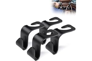 House Day Car Seat Headrest Hooks, Black 4 Pack, Seat Hooks for Purses and Bags, Heavy Duty Purse Holder Bag Holder for Car, 