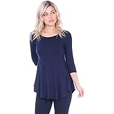 Popana Women’s Casual Short 3/4 Sleeve Tunic Tops for Leggings Loose Fit Shirt