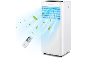 COSTWAY 10000 BTU Portable Air Conditioner, 3 in 1 AC Unit, Fan & Dehumidifier w/Sleep Mode, 24H Timer, LED Display, Child Lock, Remote Control & Window Kit for Home Office Dorm (White-10000BTU)